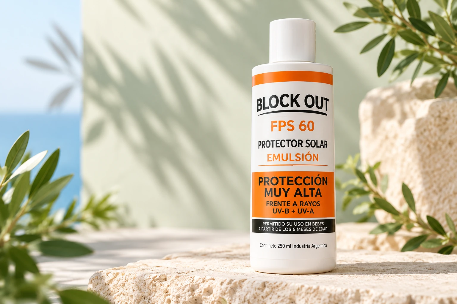 Envase del protector solar Block Out FPS 60