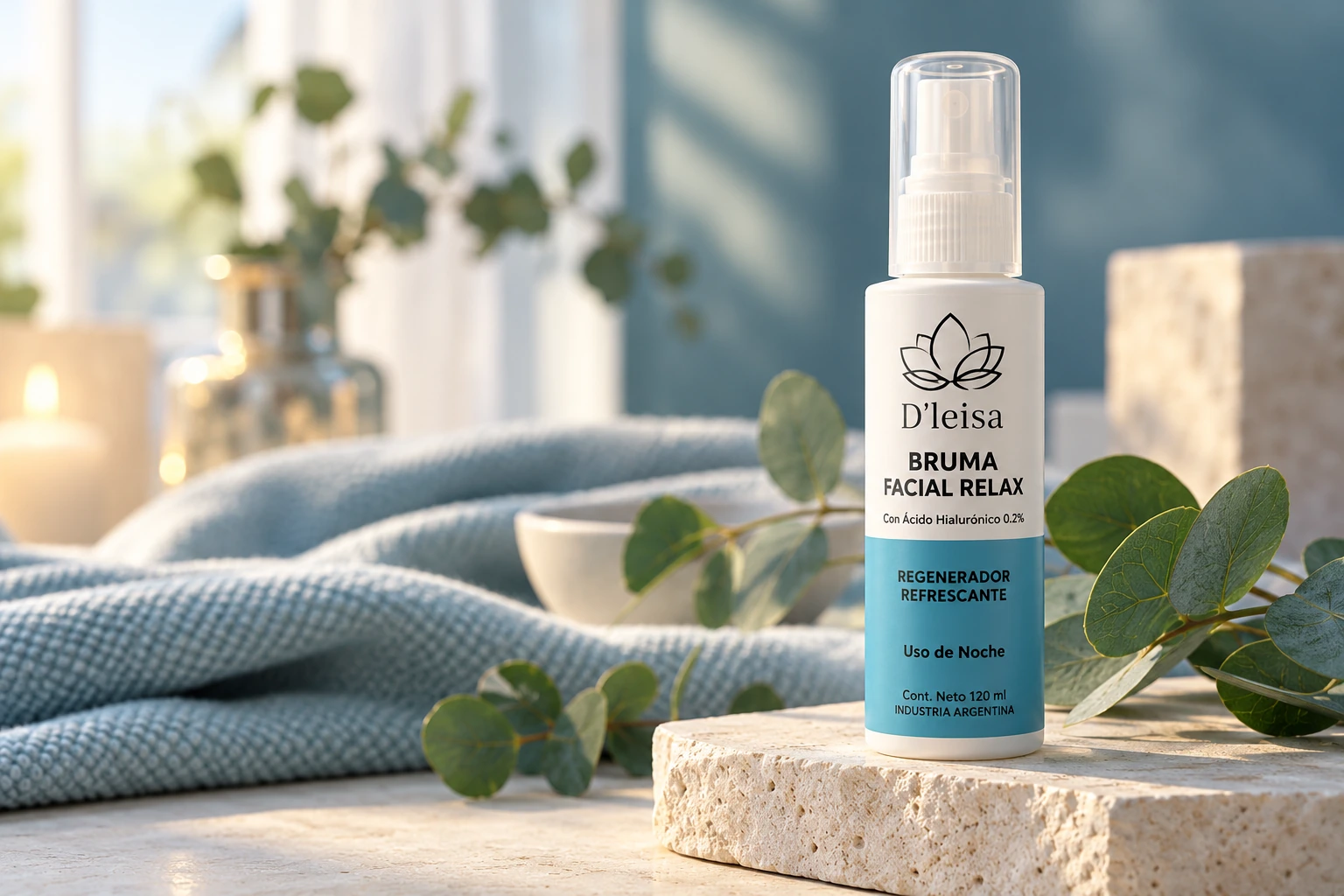 Envase de D’Leisa Bruma Facial Relax de uso de noche