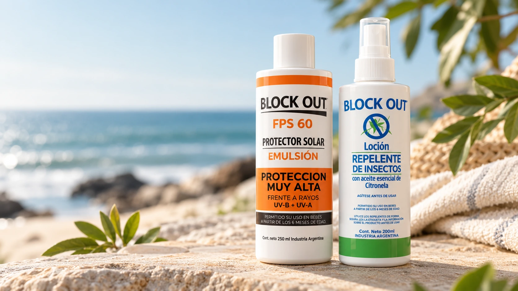 Productos Block Out de protector solar y repelente de insectos